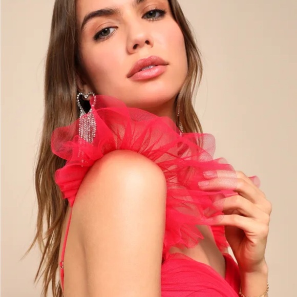 Lulu's Vibrant Red Mesh Dress - Picture 6 of 10